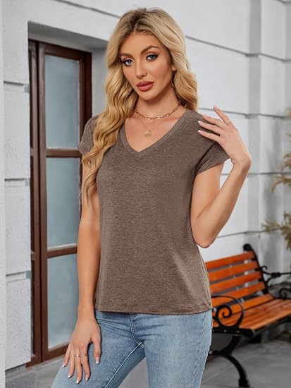 Soft V-Neck Cap Sleeve Tee