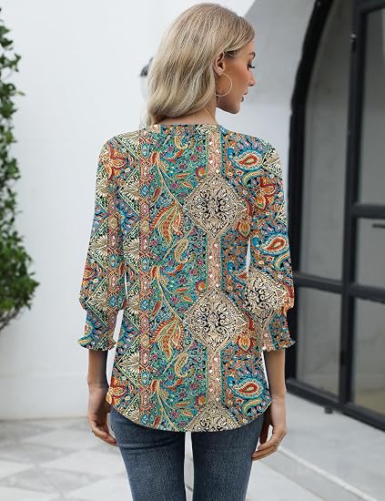 Three-Quarter Sleeve Casual Work Blouse