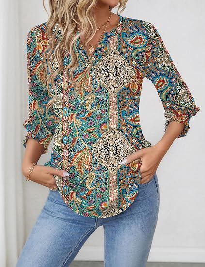 Three-Quarter Sleeve Casual Work Blouse