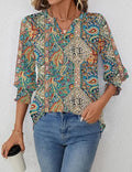 Three-Quarter Sleeve Casual Work Blouse