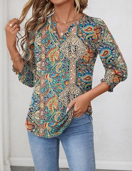 Three-Quarter Sleeve Casual Work Blouse