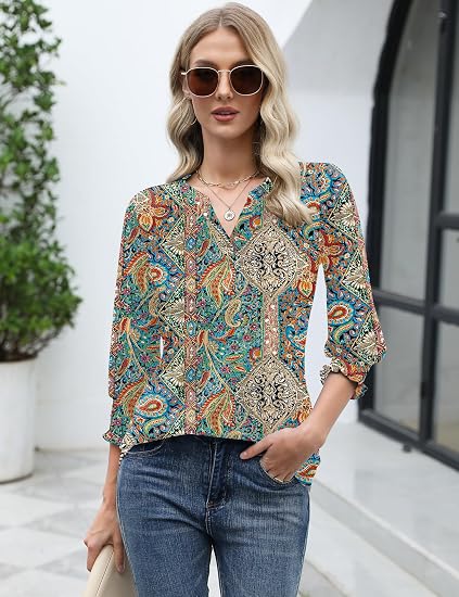 Three-Quarter Sleeve Casual Work Blouse