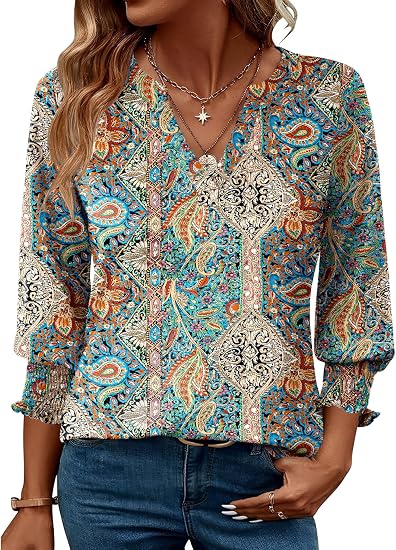Three-Quarter Sleeve Casual Work Blouse